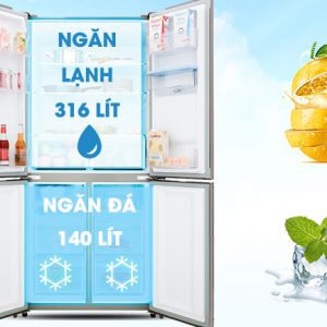 Tủ lạnh có dung tích 456 lít hiện đại, sang trọng - Tủ lạnh Aqua Inverter 456 lít AQR-IGW525EM GB