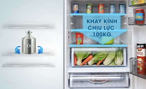 Tủ lạnh Panasonic 363 lít NR-BX418VSVN Khay kính chịu lực