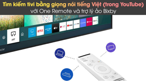 One Remote và trợ lý ảo Bixby - Smart Tivi The Frame QLED Samsung 4K 50 inch QA50LS03A