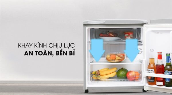 Khay kính chịu lực - Tủ lạnh Aqua 50 lít AQR-55ER (SS) Xám Nhạt